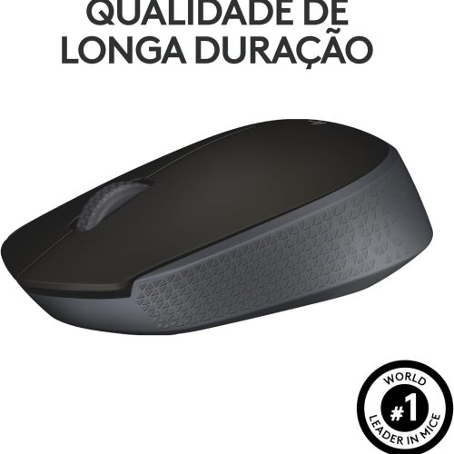 Mouse sem fio Logitech M170 com Design Ambidestro Compacto – Preto
